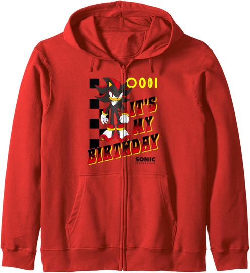 Discover Sonic The Hedgehog Shadow It's My Birthday Big Chest Logo Zip Hoodie