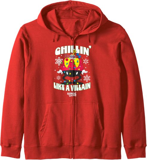 Discover Sonic The Hedgehog Christmas Chillin' Like A Villain Eggman Zip Hoodie