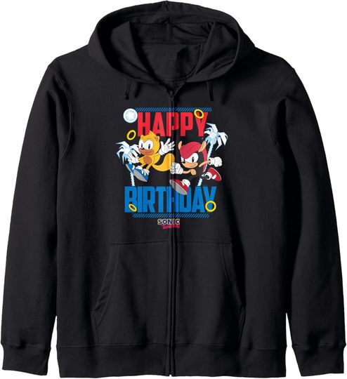 Sonic The Hedgehog Happy Birthday Mighty and Ray Big Poster Zip Hoodie