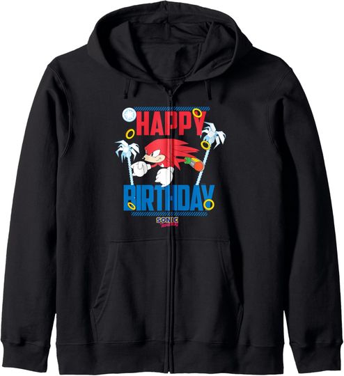 Sonic The Hedgehog Happy Birthday Knuckles Big Chest Poster Zip Hoodie