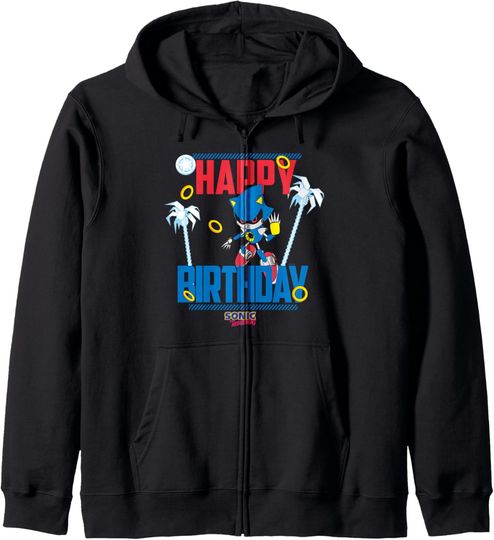 Discover Sonic The Hedgehog Birthday Happy Birthday Metal Big Poster Zip Hoodie