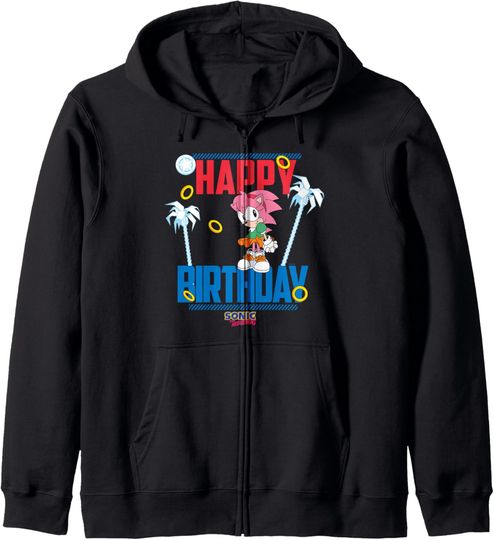 Discover Sonic The Hedgehog Birthday Happy Birthday Amy Big Poster Zip Hoodie