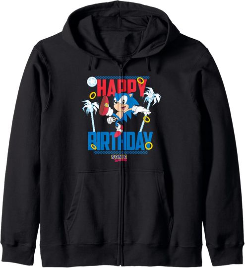 Sonic The Hedgehog Birthday Happy Birthday Sonic Big Poster Zip Hoodie