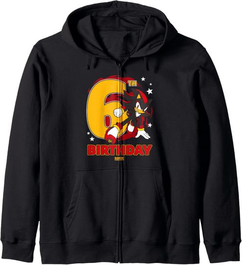 Sonic The Hedgehog Epic Shadow 6th Birthday Big Chest Logo Zip Hoodie