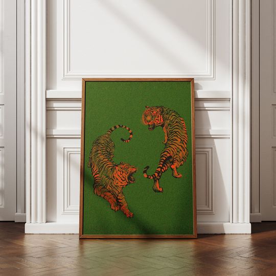 Discover Tiger Art Print, Funky & Trendy Digital Poster, Dorm Decor, Animal Artwork, Minimal & Retro Style