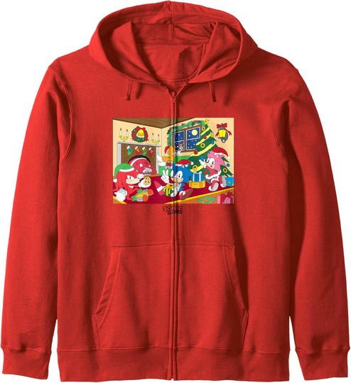 Discover Sonic The Hedgehog Christmas Together For The Holidays Shot Zip Hoodie