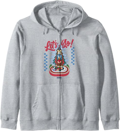 Sonic The Hedgehog Christmas Tree Crew Let's Go! Zip Hoodie