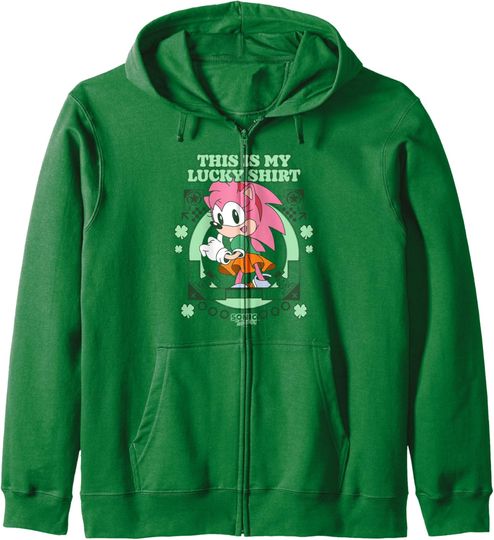 Discover Sonic The Hedgehog This Is My Lucky Shirt Sweet Amy Rose Zip Hoodie