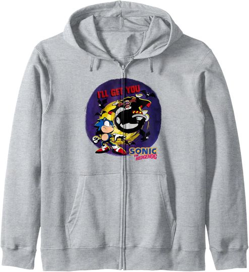 Discover Sonic The Hedgehog Halloween I'll Get You Sonic Vs Dr Eggman Zip Hoodie
