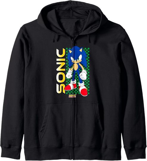 Discover Sonic The Hedgehog Iconic Sonic Ready For Action Big Poster Zip Hoodie