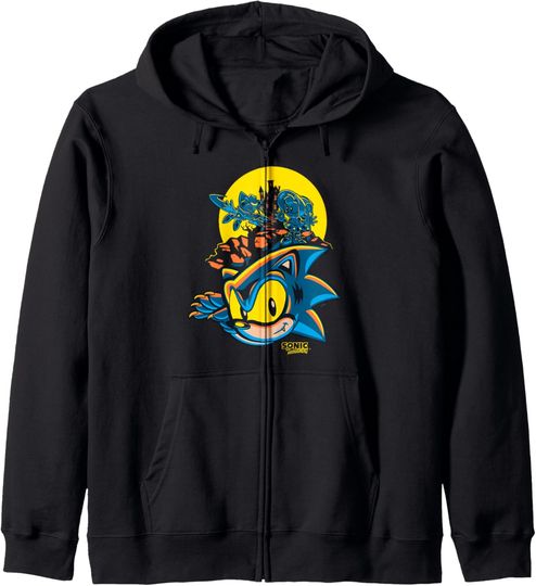Sonic The Hedgehog Halloween Dark Castle Silhouette Logo Zip Hoodie
