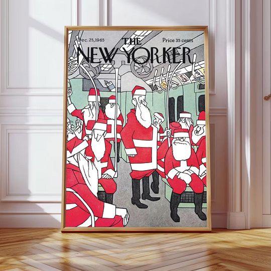 Discover Vintage Santa Claus The New Yorker December 25, 1965 Christmas Poster