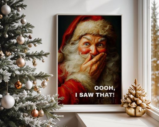Discover Funny Santa Claus Christmas Wall Art, Vintage Holiday Poster, Retro Santa Print, Festive Xmas Home Decor