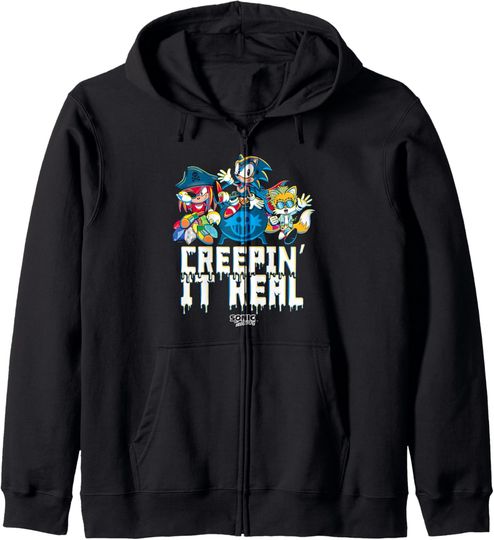Discover Sonic The Hedgehog Halloween Creepin It Real Chest Poster Zip Hoodie