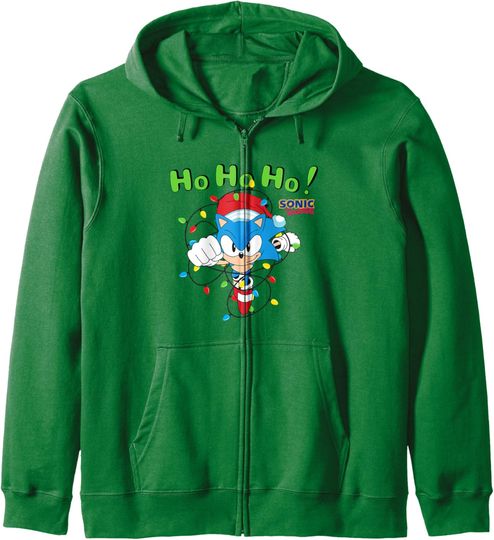 Discover Sonic The Hedgehog Christmas Ho Ho Ho! Light Decorations Zip Hoodie