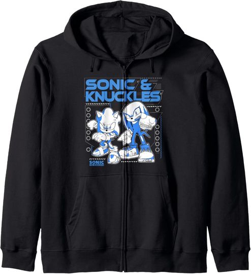 Discover Sonic The Hedgehog Sonic & Knuckles Teamup Distressed Zip Hoodie