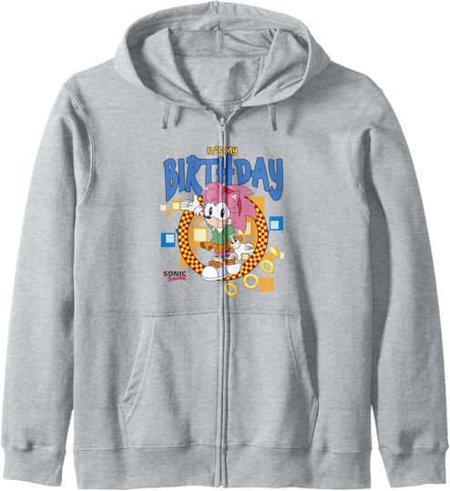 Discover Sonic The Hedgehog Birthday It's My B-Day Amy Rose Zip Hoodie