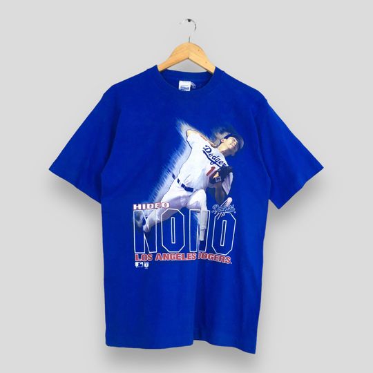 Discover Vintage Los Angeles Dodgers Baseball Blue T shirt Small 1990's Hideo Nomo LA Dodgers Baseball Team Sports Mlb Tees Size S
