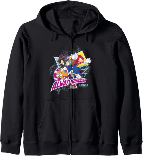 Discover Sonic The Hedgehog Always Running Group Shot Zip Hoodie