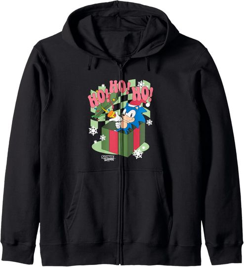 Discover Sonic The Hedgehog Christmas Ho! Ho! Ho! Surprise Gift Zip Hoodie