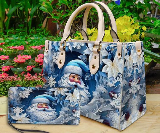 Discover Personalized Santa Claus Leather Handbag, Santa Claus Women Bags, funny character Lovers Handbag, Woman Handbag, Custom Leather Bag, Christmas Gifts