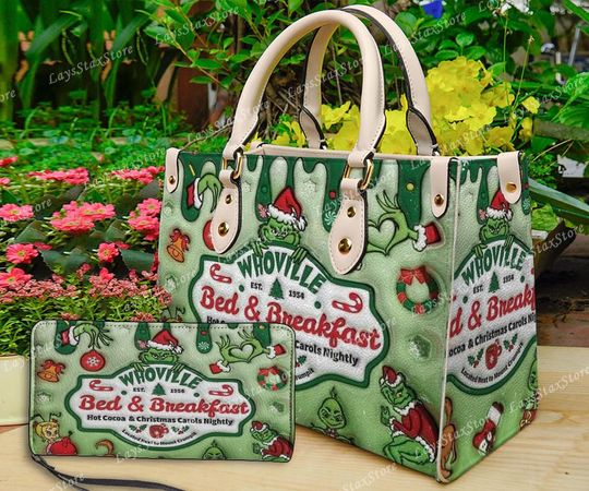 Discover Personalized funny character Christmas Leather Handbag, funny character Women Bags, funny character Lovers Handbag, Woman Handbag, Custom Leather Bag, Christmas Gifts