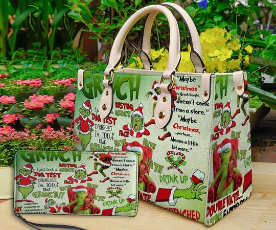 Discover Personalized funny character Christmas Leather Handbag, funny character Women Bags, funny character Lovers Handbag, Woman Handbag, Custom Leather Bag, Christmas Gifts