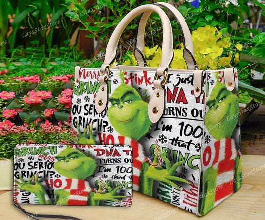 Discover Personalized funny character Christmas Leather Handbag, funny character Women Bags, funny character Lovers Handbag, Woman Handbag, Custom Leather Bag, Christmas Gifts