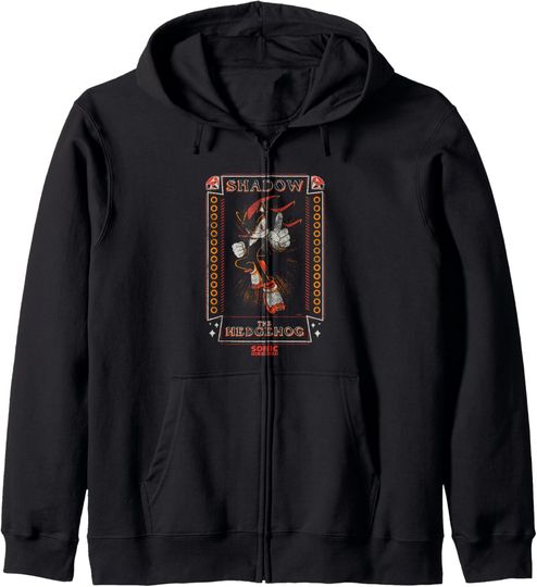 Sonic The Hedgehog Shadow The Hedgehog Distressed Zip Hoodie