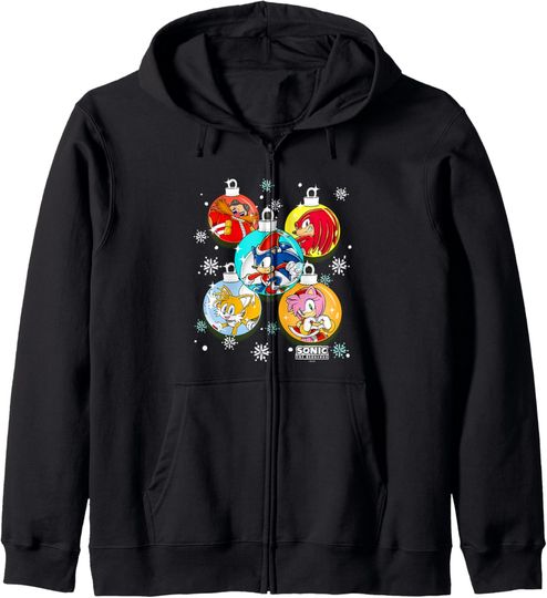 Sonic The Hedgehog Christmas X-Mas Globes Decorations Zip Hoodie