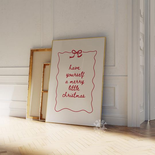 Discover Merry Christmas Print, Red Holiday Wall Art, Winter Poster, Christmas Sign, Minimalist Printable Decor