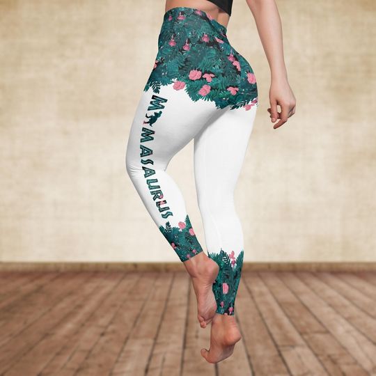 Dinosaur Legging, Cute Jungle Yoga Pants, Funny Activewear, Mamasaurus Women Legging, Women Workout Legging, Birthday Gift For Her