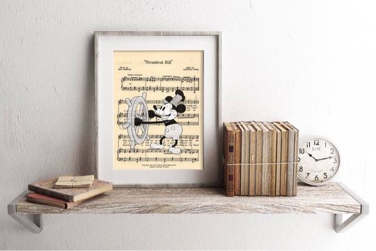 Discover Mickey Steamboat Willie Sheet Music Art Print