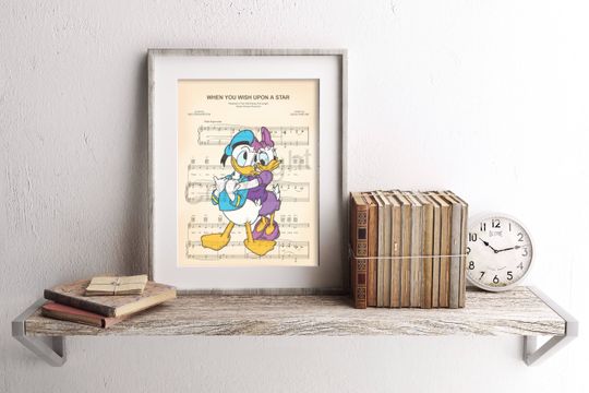 Donald Duck and Daisy Duck Sheet Music Art Print