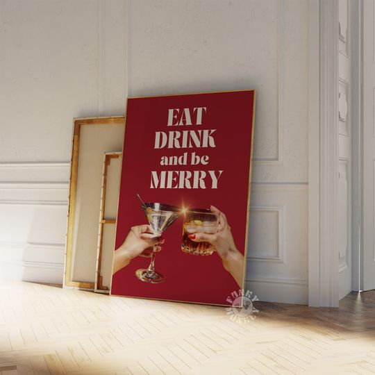 Discover Christmas Cocktail Wall Art, Holiday Bar Cart Poster, Printable Drink Decor, Trendy Digital Print