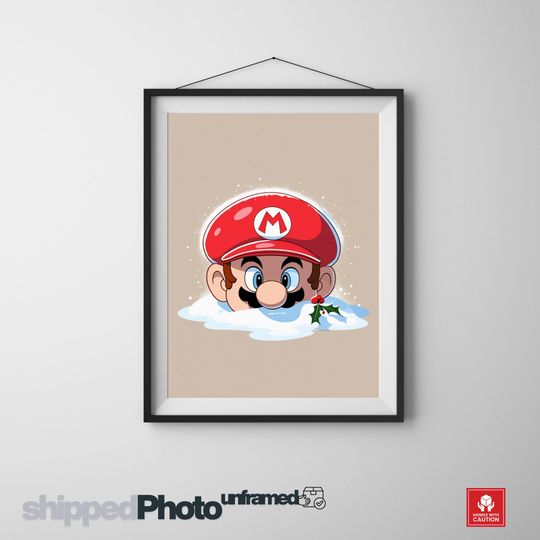 Christmas Super Mario Vertical Poster Wall Art