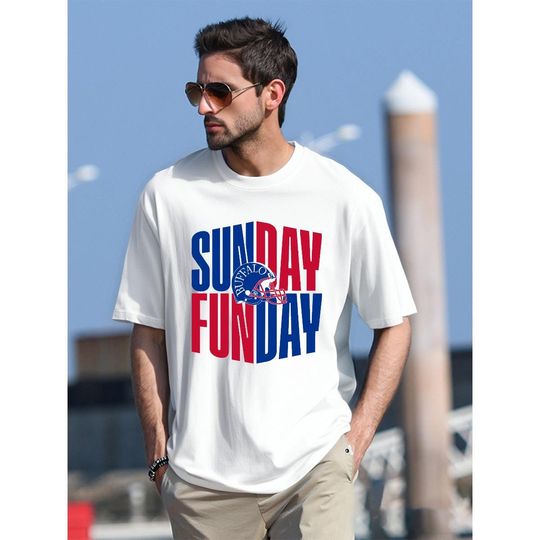 Discover Sunday Funday Buffalo Football T-Shirt, Game Day Shirt, Retro Football Tee, Sports Fan Gift