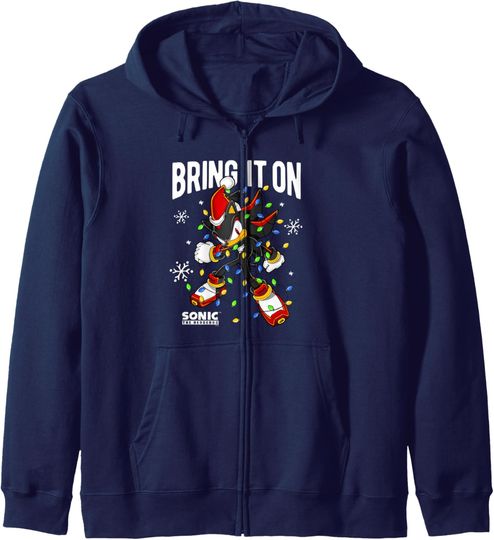 Sonic The Hedgehog Christmas Bring It On Tangled Shadow Zip Hoodie