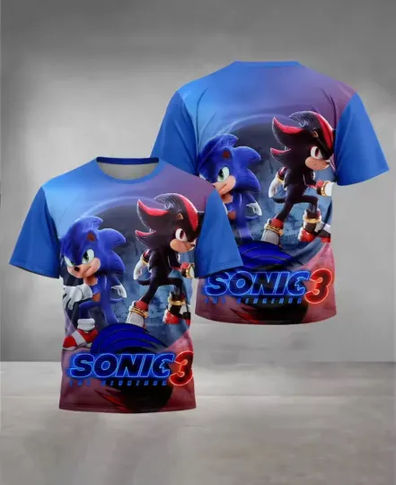 Discover Kids Adults Sonic the Hedgehog Shadow 3D Cartoon Printed T-Shirt
