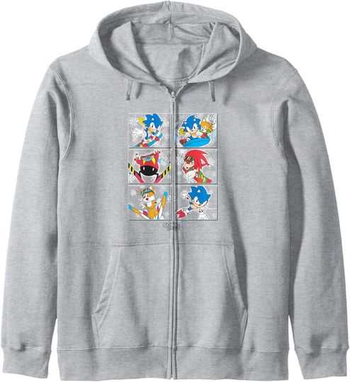 Discover Sonic The Hedgehog Christmas Snow Games Box Up Zip Hoodie