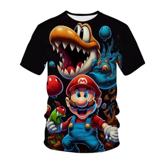 Summer Kids Boys Girls 3D Super Mario Bros Print T-Shirt