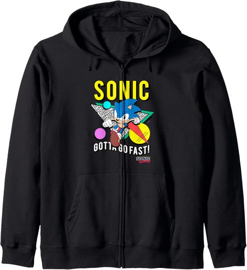 Sonic The Hedgehog Gotta Go Fast Retro 90's Sonic Zip Hoodie