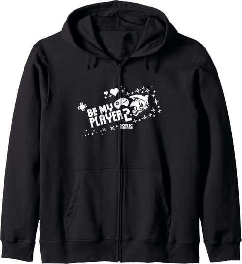 Discover Sonic The Hedgehog Valentine's Day Be My Player 2 Pixel Logo Zip Hoodie