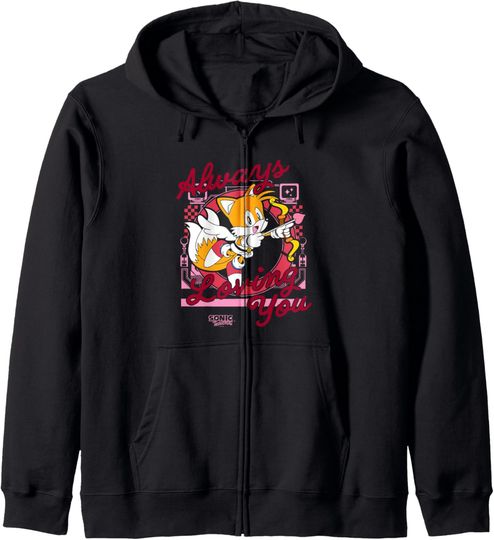 Discover Sonic The Hedgehog Valentine's Day Miles Always Loving You Zip Hoodie