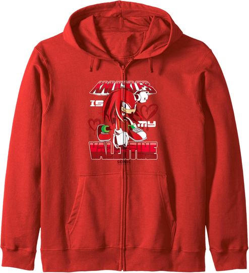 Discover Sonic The Hedgehog Valentine's Day Knuckles My Valentine Zip Hoodie