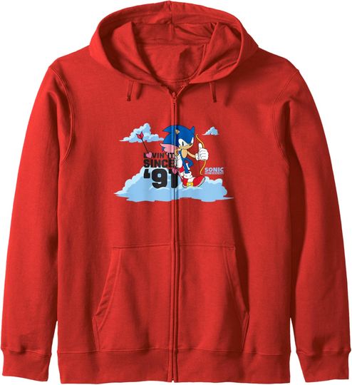 Discover Sonic The Hedgehog Valentine's Day Lovin' It Since 91 Poster Zip Hoodie
