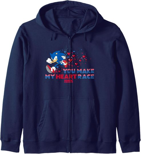Discover Sonic The Hedgehog Valentine's Day You Make My Heart Race Zip Hoodie