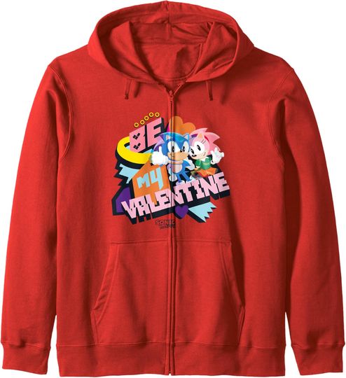Discover Sonic The Hedgehog Valentine's Day Be My Valentine Logo Zip Hoodie