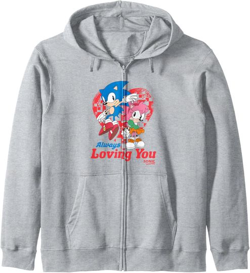Discover Sonic The Hedgehog Valentine's Day Always Loving You Logo Zip Hoodie