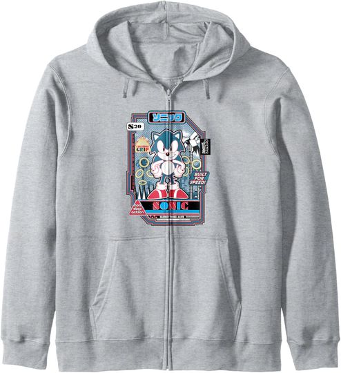 Sonic The Hedgehog Built For Speed Vintage Kanji Poster Zip Hoodie